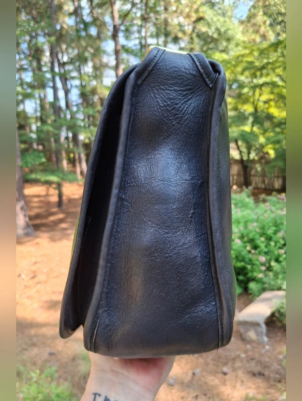 Vintage 1970's Coach Black Leather Stewardess Bag Made In NYC # 9525